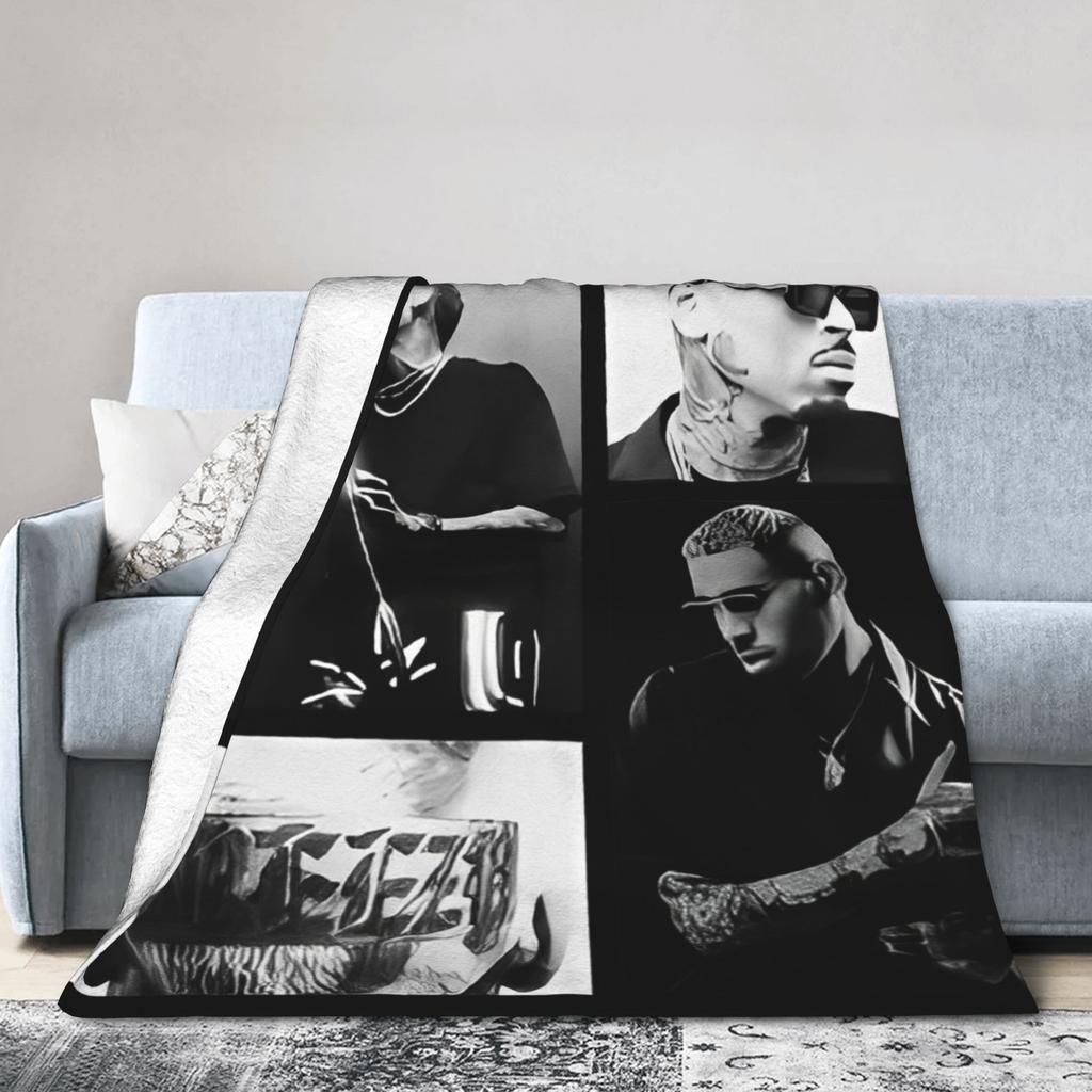 Warm Soft BlanketsKids Adult Travel Rapper Chris Browns Throw Blanket Flannel Bedspread Sofa Bed Comfortable Sofa Bed Cover