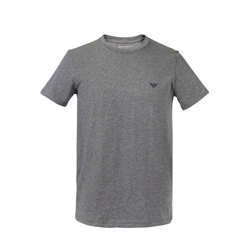 Emporio Armani Logo Print Cotton Crew Neck Solid Short Sleeve T-Shirt Two Pack Men tops Blue Gray 111267-4F720-15349