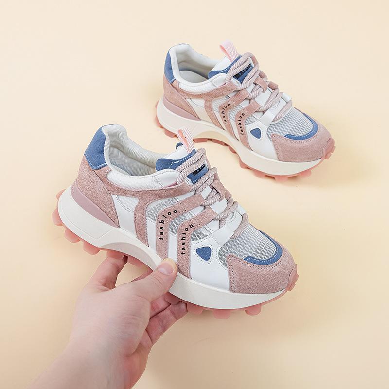 

Women s new leather transparent mesh platform sports style casual shoes women s versatile lightweight non-slip running shoes 40 рожевий