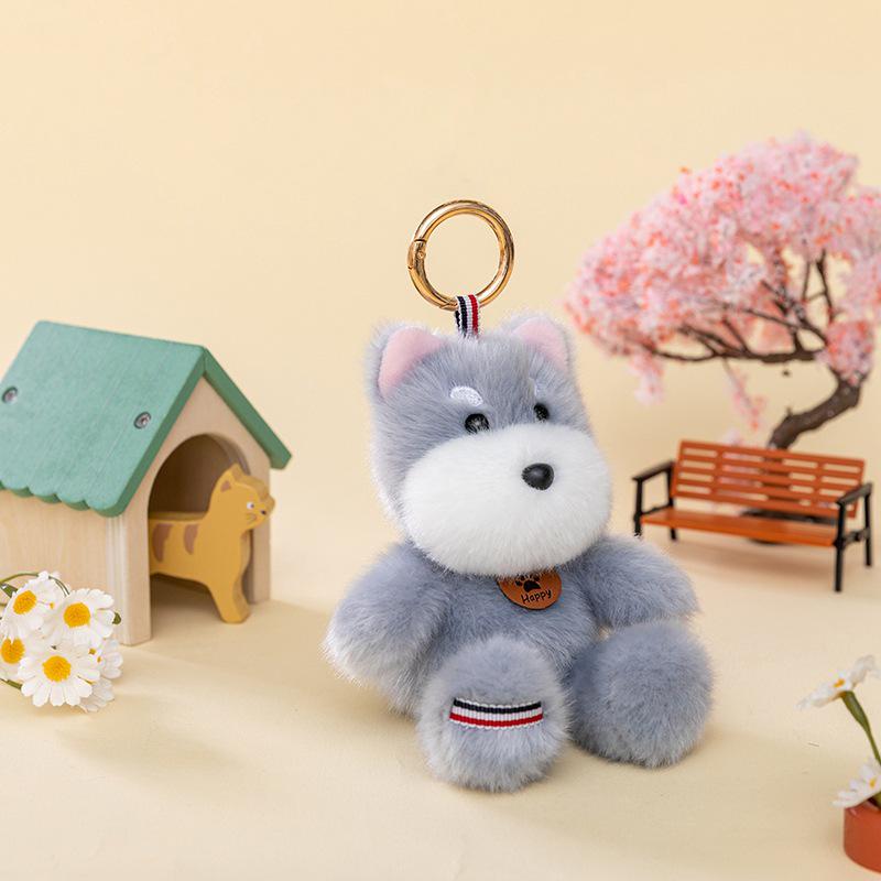Cute Bear, Wolf, and Dinosaur Plush Keychain – Student Gift Backpack Ornament