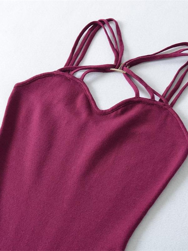 Women's Pure Desire Cross-Strap Knit Dress: Elegant Waist-Cinching, Slimming, Hip-Hugging Short Skirt