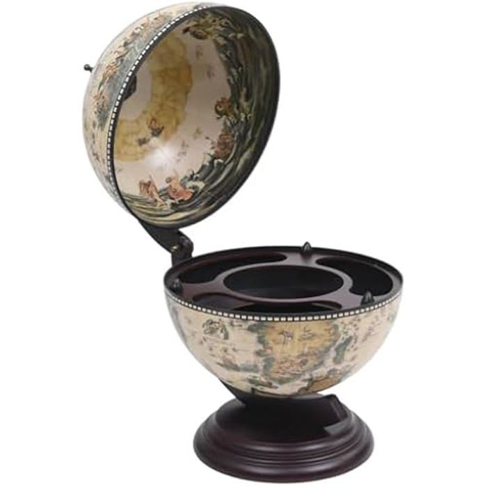 Support de vin - VIDAXL - Globe de table - Bois massif - Blanc et Marron - 38x33x48 cm