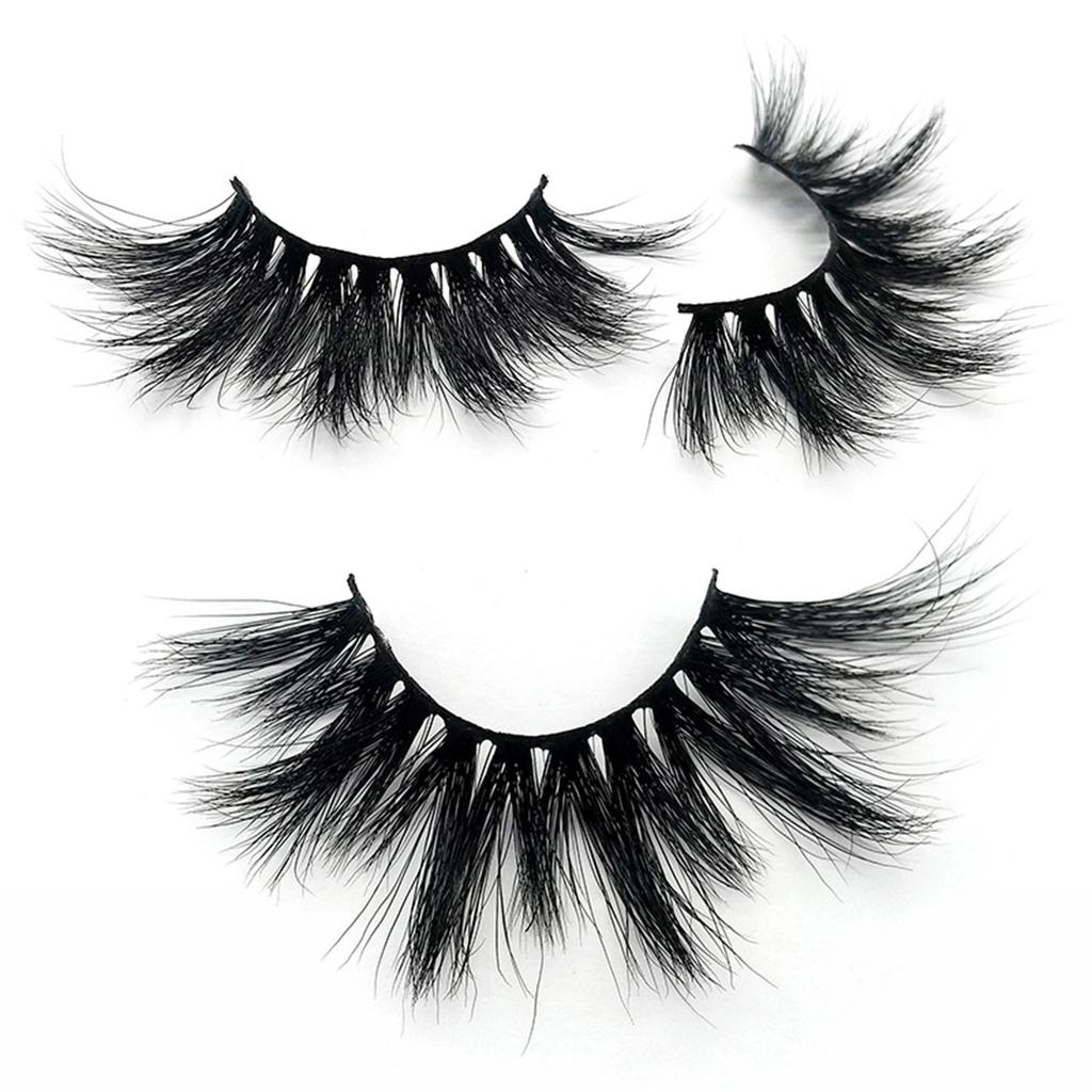 25MM False Eyelashes Dramatic Volume 3D Mink Lashes Long Thick Soft Reusable 1 Pair Faux Lashes Natural Look