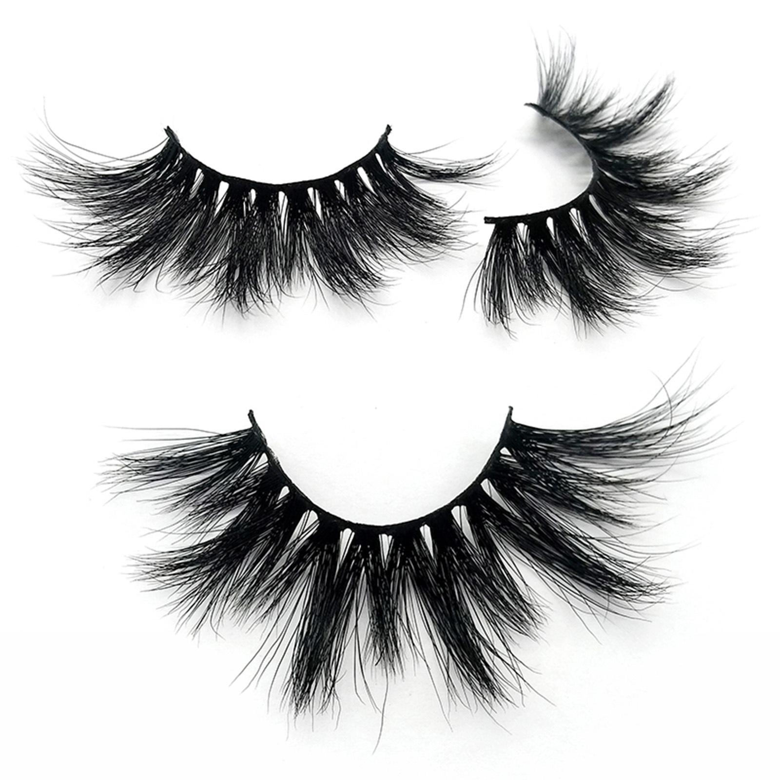 

25MM False Eyelashes Dramatic Volume 3D Mink Lashes Long Thick Soft Reusable 1 Pair Faux Lashes Natural Look One Size