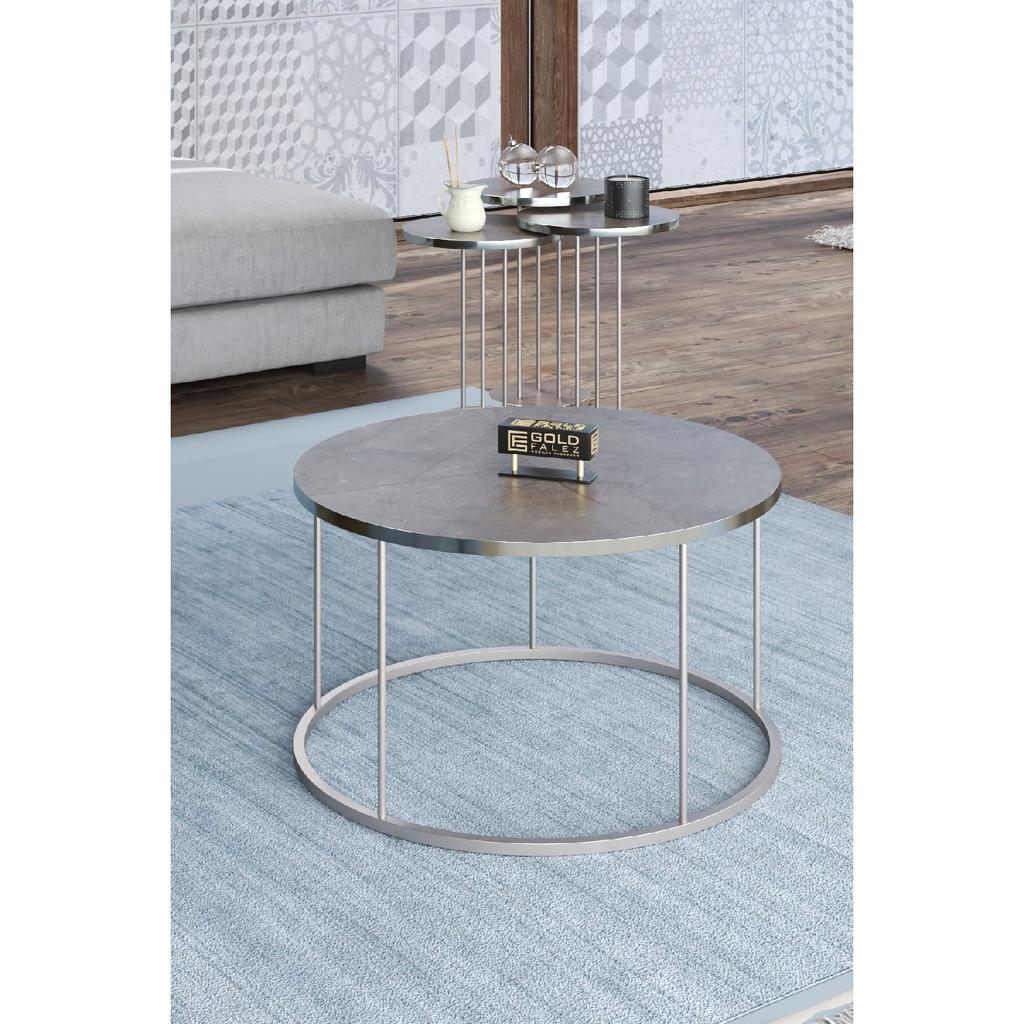 Coffee Table And Nesting Table Terra Silver White
