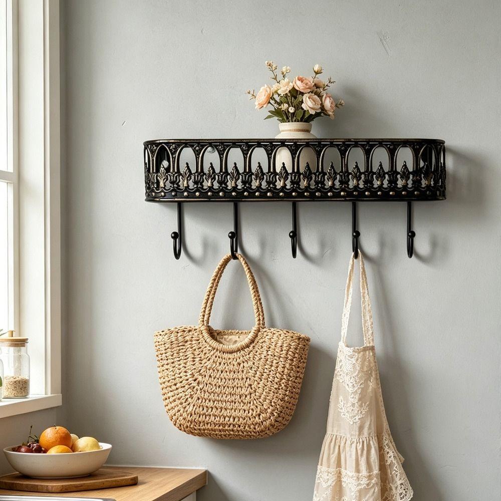 Quality Iron Metal Vintage Metal Wall Rack Key Clothes Storage Practical Storage Organizer