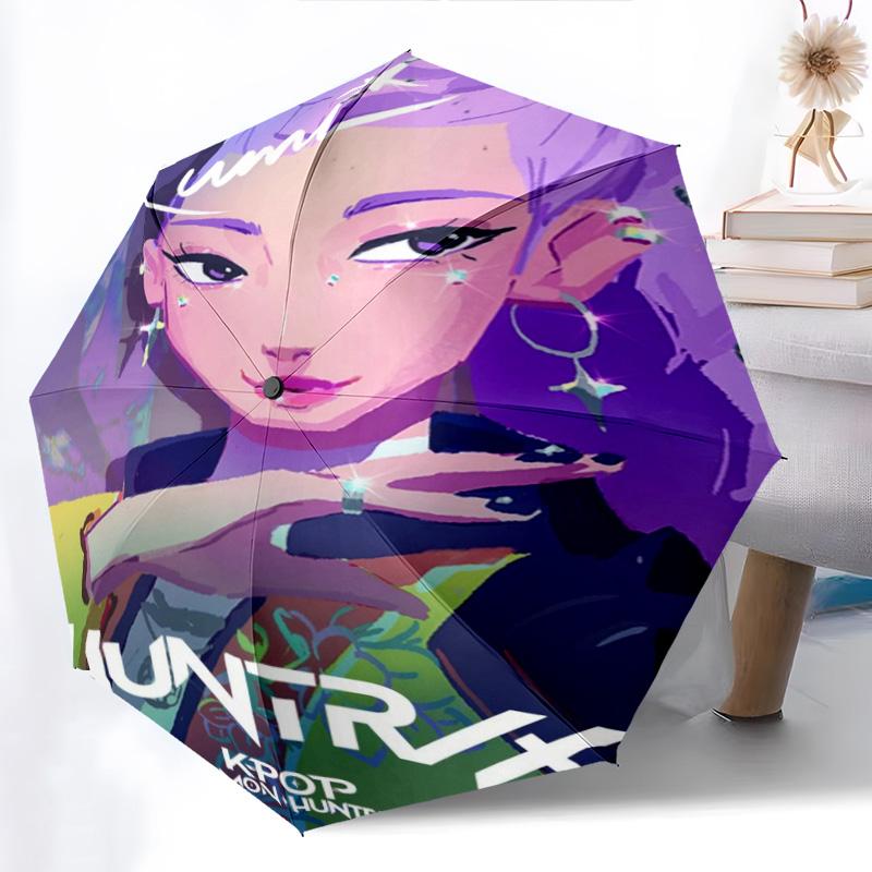 K-Pop Demon Hunters: Urban Fantasy Adventure Folding Umbrella Travel Suitable for All Seasons Three Folds Sun Umbrella Sun Umbrella