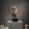 Hollow Face Statue Photography Prop Sculpture Metal Craft Bronze Art Figurine for Vino Cabinet,
