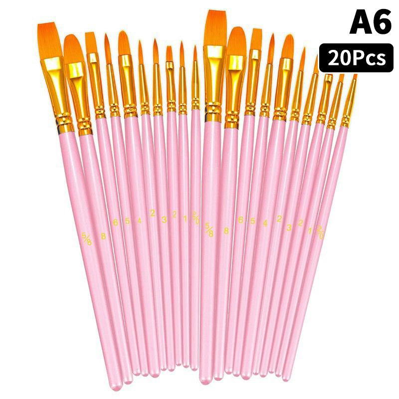 Detail Painting Brushes Set Professional Round Flat Nylon Hair Watercolor Paint Brush For Kid Students Artists Oil Painting Tool