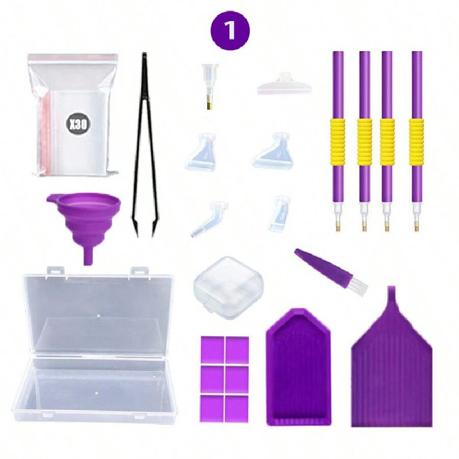 

1 набор инструментов и аксессуаров для 5D алмазной живописи с несколькими вариантами цветов - Товары для рукоделия и мозаичного искусства фиолетовый