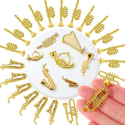 8/16pcs Golden Miniature Musical Instrument Ornament Photo Prop Office Study Desk Handicrafts DIY Christmas Tree Decor XJM