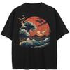 Streetwear Harajuku T-shirt z graficznym motywem fal Bawełniany Unisex Top T-shirty Lato Krótki Rękaw T-shirt