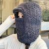 Knitted hat scarf mask integrated hat women's winter cycling windproof plush warm wool hat