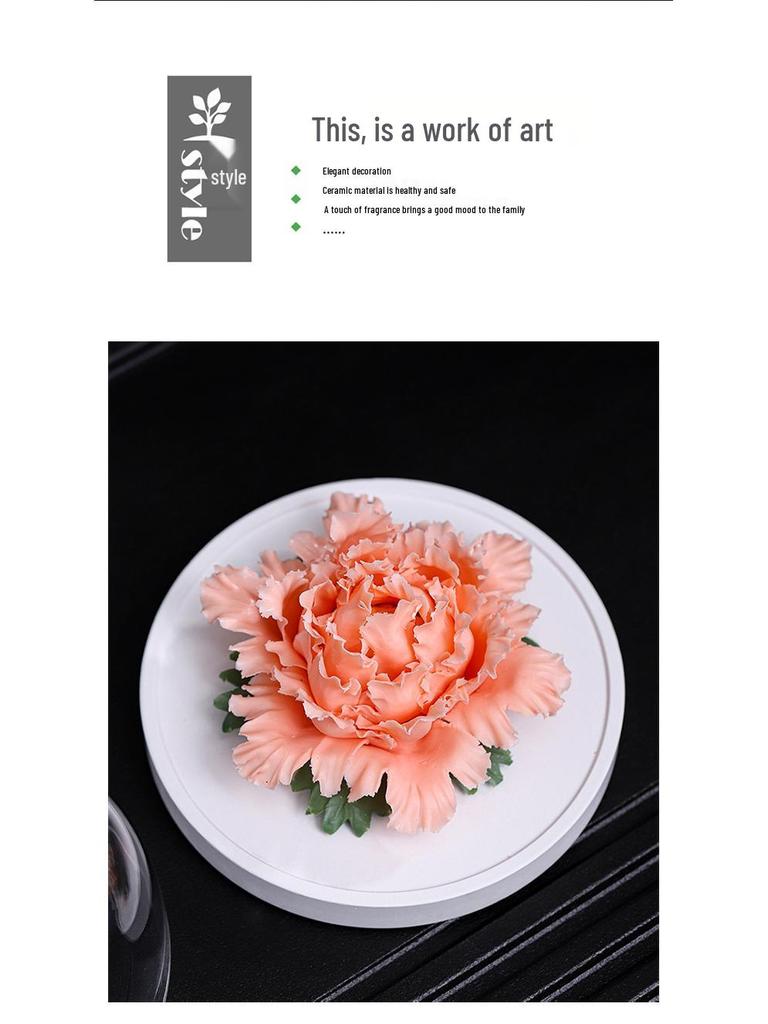 Luxury Ceramic Peony Incense Burner - Elegant Fragrance Ornament for Office or Home, Personalized Business Souvenir with Custom Logo