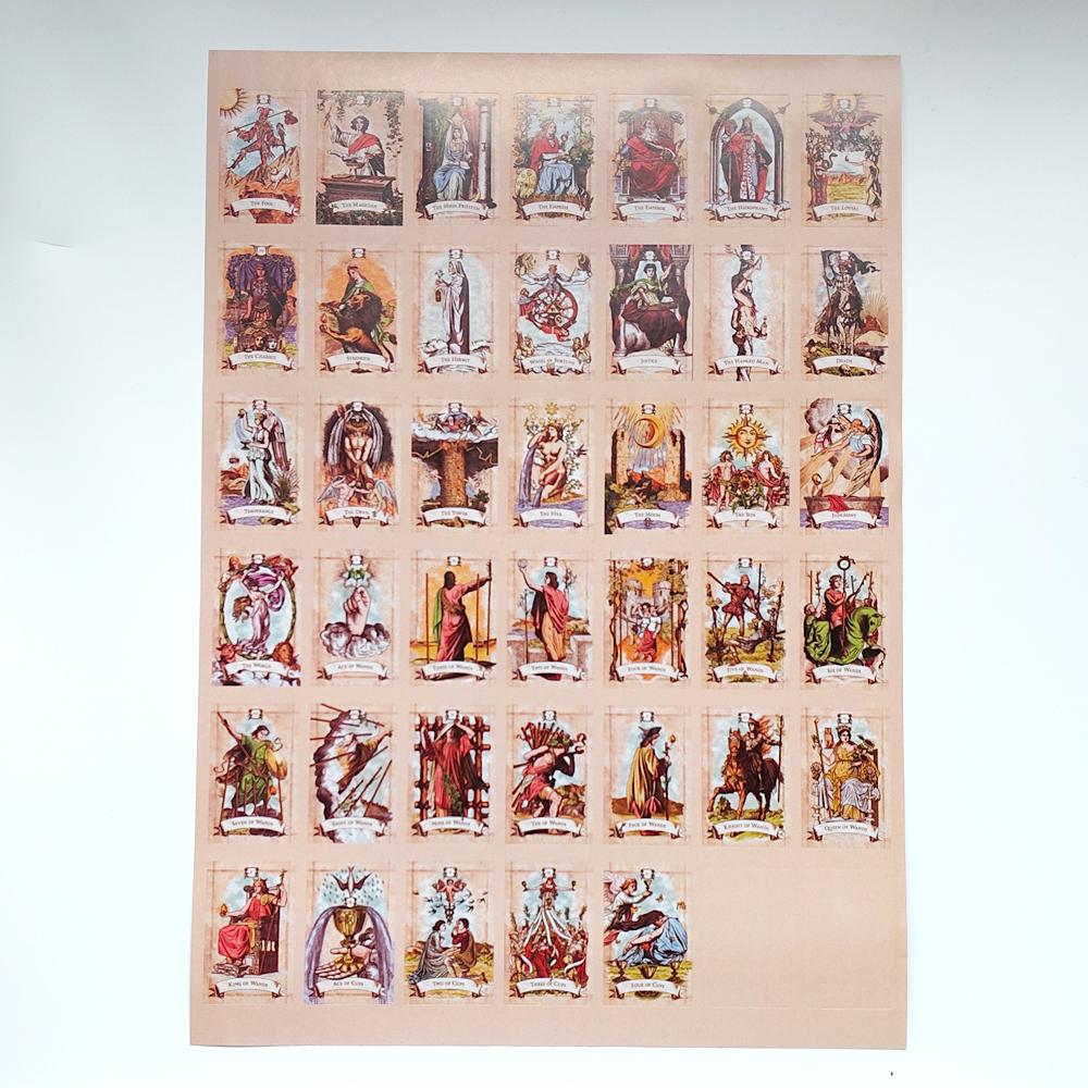 The Old Style Tarot Stickers 78 Pcs In Two A4 Sheet, Each 4x6cm Vinyl Adhesive Decals for Laptops, Journals, Magic