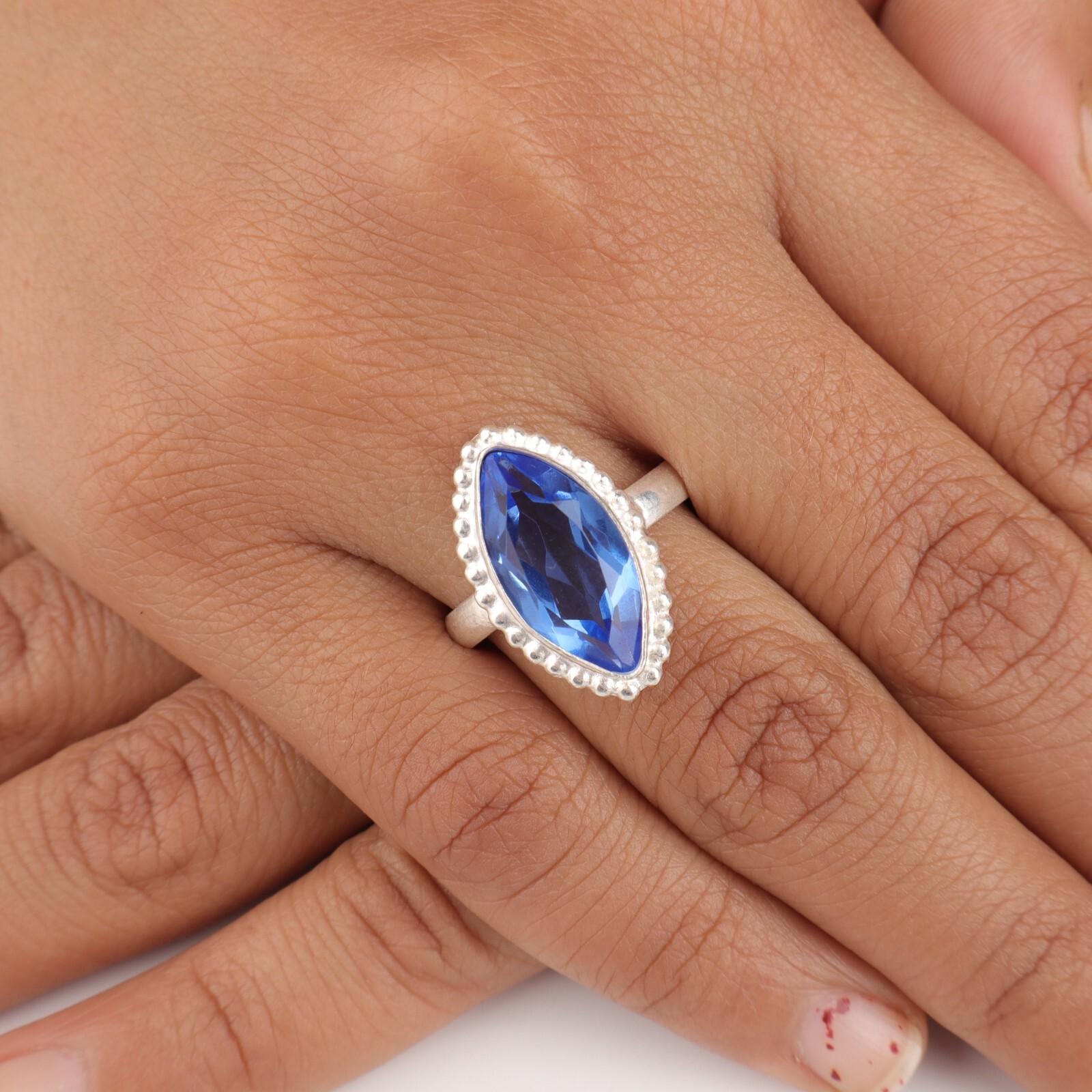 

Натуральный Танзанит Драгоценный Камень 925 Стерлинговое Серебро Ювелирные Изделия Кольцо Ручной Работы Подарок Для Неё RR-25-9 13