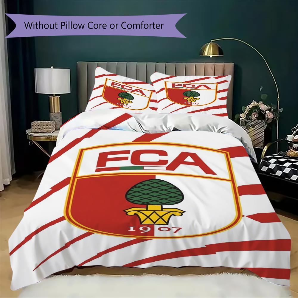 FC Augsburg Pattern Bedding Uilt Set Uilt Cover Pillowcase Home Decoration Birthday Gift (1 * Duvet Cover + 2 * Pillowcase Without Core)