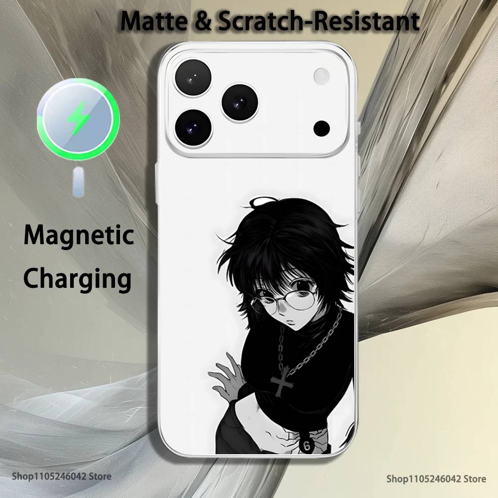 H-HunterS S-ShizukuS Magnetic Wireless Charging Transparent White Phone Case For iPhone 17,16,15,14,13,12,11,Pro,Max,Plus