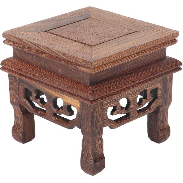 Health Gear Wood Display Stand Base Small Tabletop Teapot Display Stand, Wood Carved Pedestal Oriental Home Decoration for Vase Flower Pots Teapot
