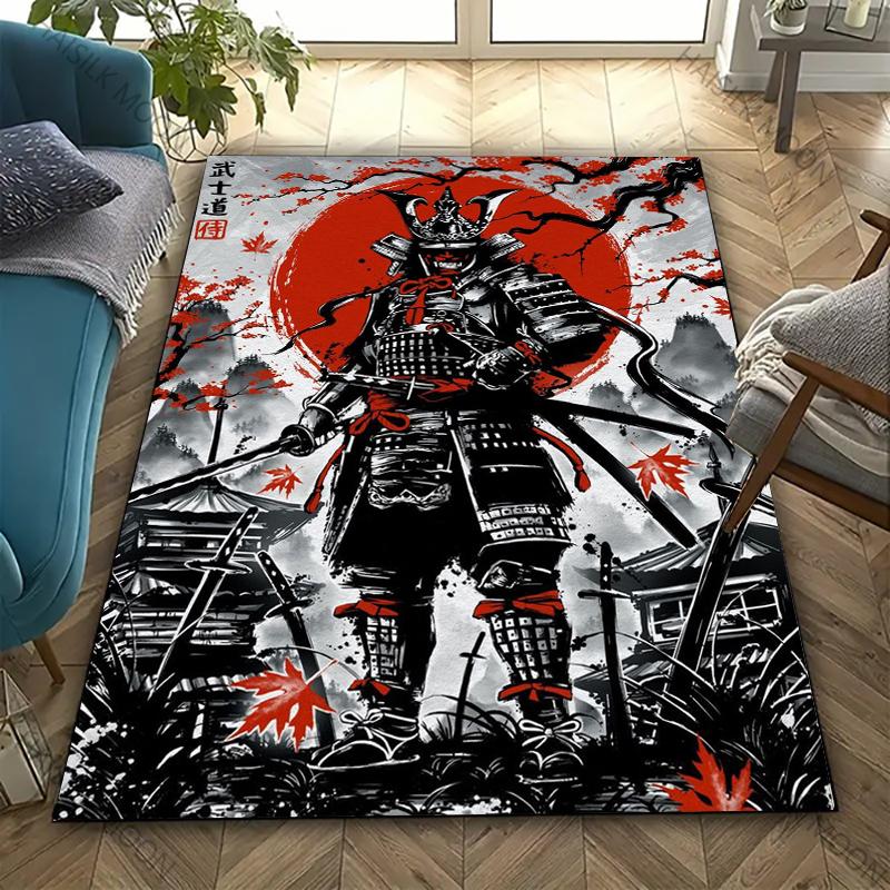 Bushido Spirit Slavnostní Samurajské Vzory Koberec Ložnice Obývací Pokoj Kancelář Velká Protiskluzová Podložka Domácí Dekorace Koberec Pěkný Dárek pro Přátele