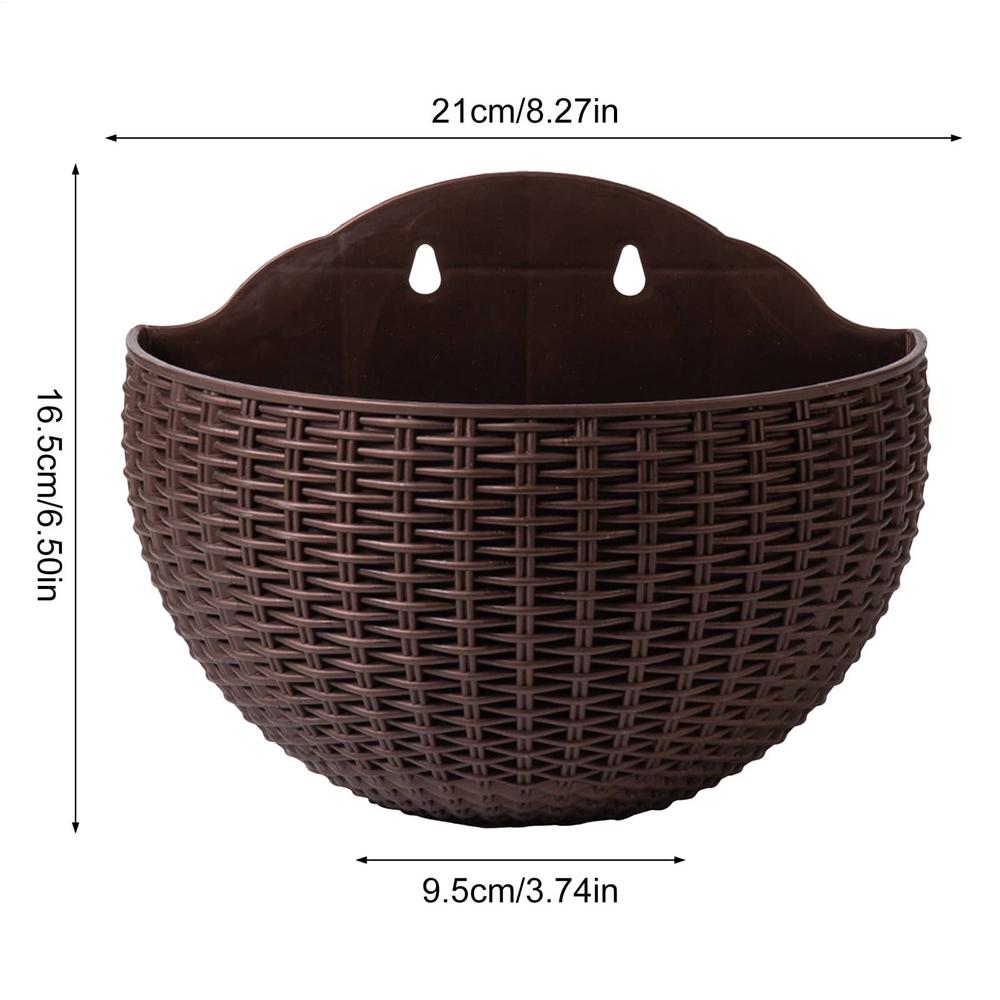 Wall Planter Imitation Rattan European Style Semicircle Plant Baskets Wall Decorations for Balcony Fence Indoor Outdoor Home