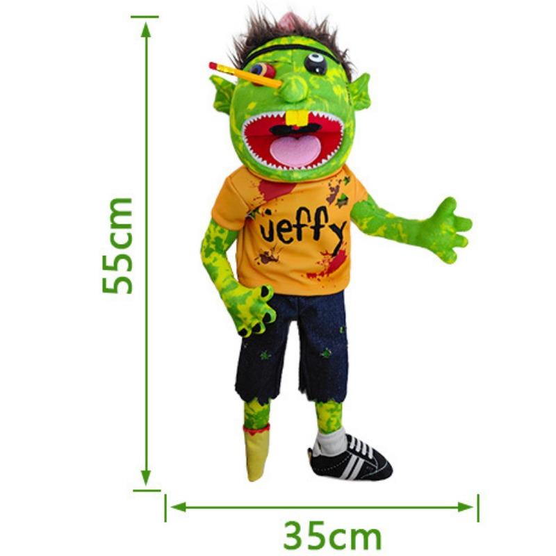 40-60cm Grande Jeffy Niño Marioneta de Mano Juguetes de Peluche Removible Niños Muñeca Suave Utilería de Fiesta para Programa de Entrevistas Marioneta Muñeco de Peluche para Niños Regalo