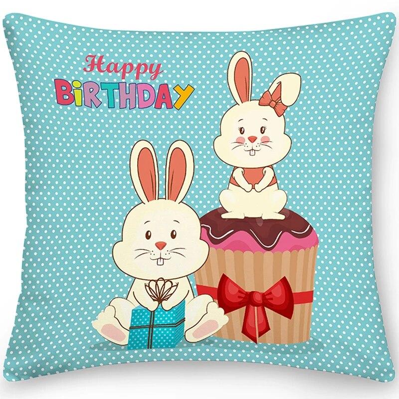 Home Decor Easter Pillowcase Sofa Cushion Cover Bedroom Room Decor Easter Bunny Egg Print Throw Pillow Case