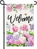 Welcome Spring Summer Garden Ag 12x18 Inch Double Sided Colorful Oral Hydrangea Bee Seasonal Small Burlap Garden Ags F SSL