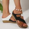 Fashion Fashion Contrast Color Wedge Sandals Women Casual Cross Strap Platform High Heel Slippers Woman Comfortable Summer Beach Slides