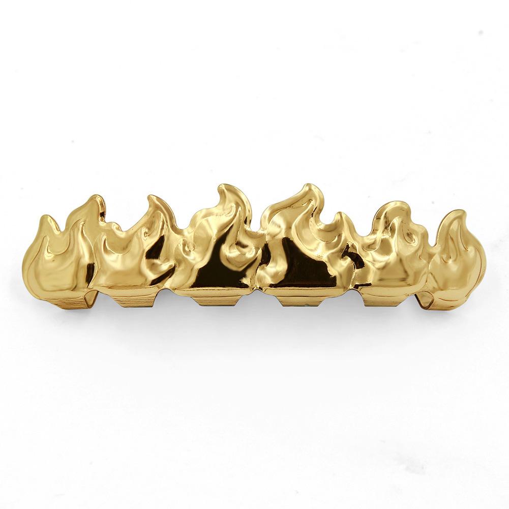 Hot Sale Eco-Friendly Copper Hip Hop Flame Gold Teeth Grillz Fire In Your Mouth Teeth Grillz