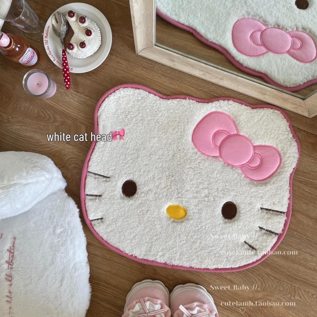Soft & Cute Cartoon Kitten Plush Bathroom Mat - Absorbent, Cozy Bedside or Bathroom Rug
