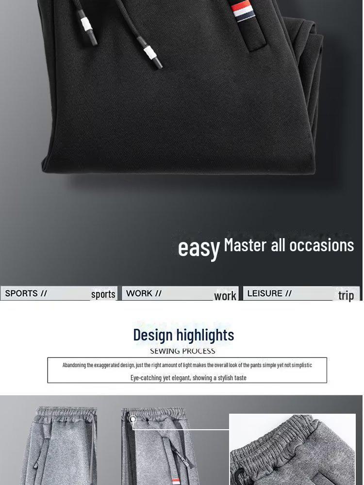 Boys' Solid Color Plus Velvet Thickened Sweatpants - Casual Winter Trend for Teens