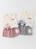 Cartoon Car Print Cotton Vest & Plaid Shorts Set for Infant and Toddler Boys