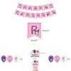 Kuromi Themed Birthday Party Decor Supplies Set With Flag Cake Spiral Balloon And Bright Colorful Toppers