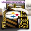 Pittsburgh Steelers Vzorovaná Sada Povlečení Prošívaná Přikrývka Povlak na Polštář Domácí Dekorace Narozeninový Dárek (1 * povlak na peřinu + 2 * povlak na polštář, bez jádra)