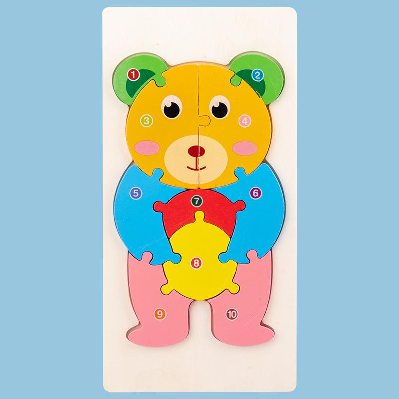 Big Size Cartoon Animal 3D Wooden Puzzle Jigsaw For Children Montessori Assemble Early Education Puzzle Game Toy Baby Gift