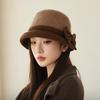 Autumn and Winter Woolen Bucket Hat Women's Fashion Elegant Thermal Basin Hat Middle-aged and Elderly Hat