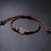 Vintage Round Leather Cord Pendant Necklace With Unique Fingerprint Design Bohemian Statement Jewelry For Women