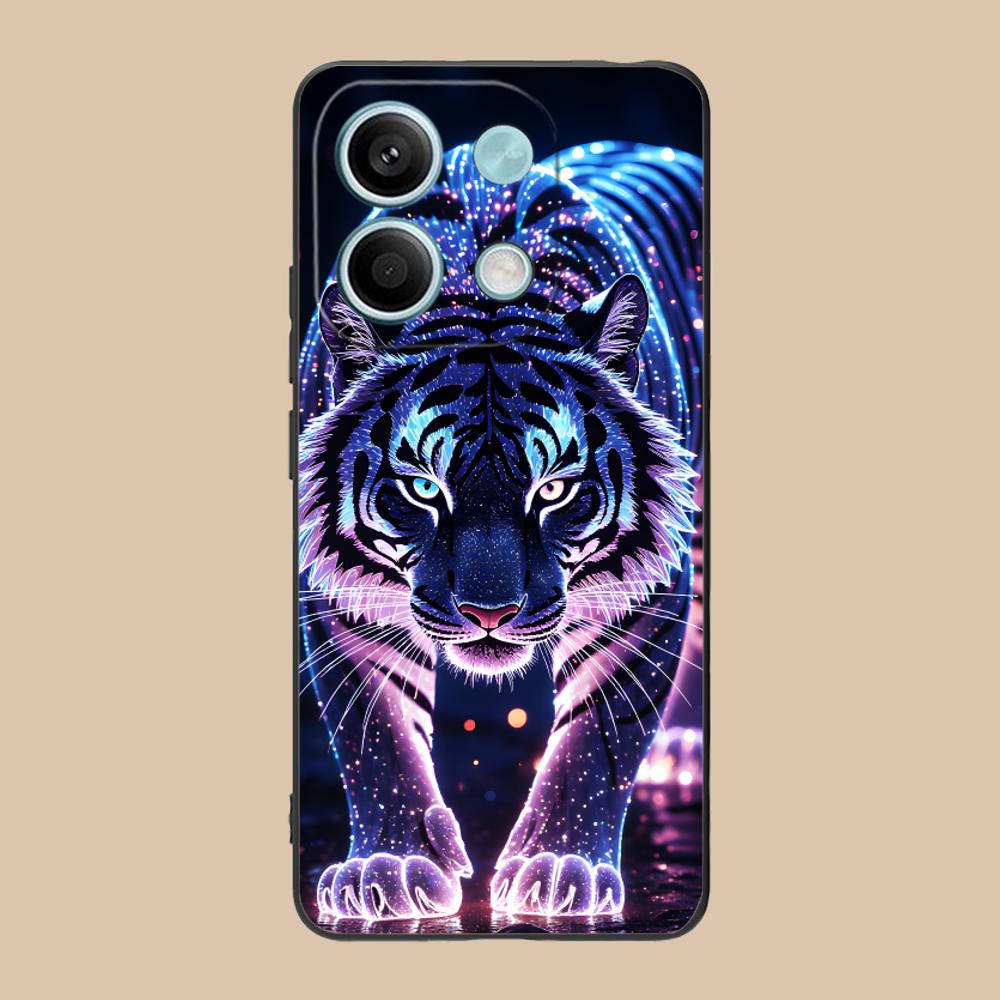 Tiger Neon Mobile Cell Phone Case for Xiaomi 15 14 13 12 Mi 11 T Ultra Lite Pro S X 5G Colorful Printing Cover Luxury Pretty