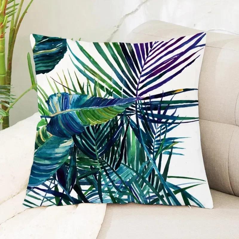 Bedroom Decorative Pillows Tropical Plant Leaves Printed Cushion Covers Home Living Room Sofa