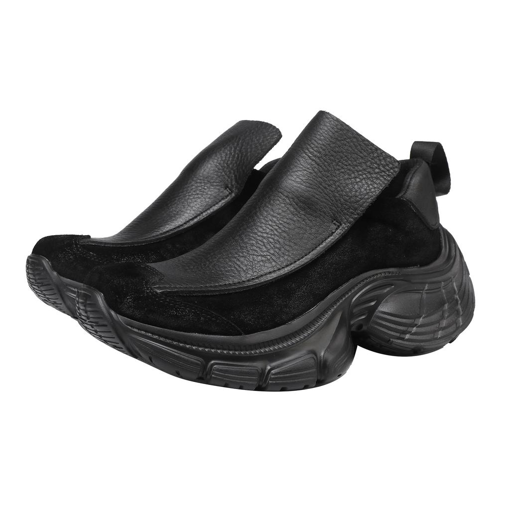 Johnature Women's Slip-on Shoes Versatile Genuine Leather Thick Soled Lightweight Retro Chunky Sneakers