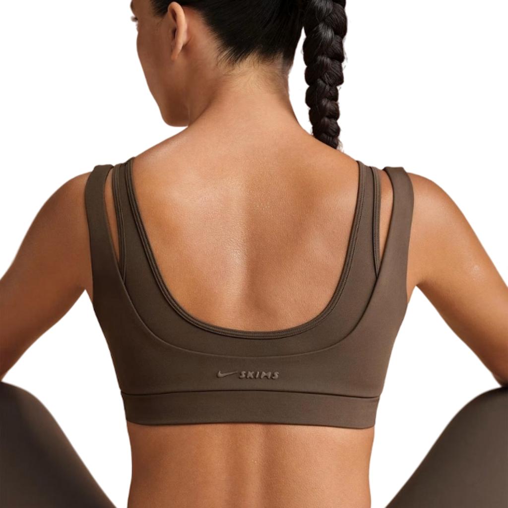 Nike x SKIMS Women's Matte Double Strap Scoop Bra Dark Sepia