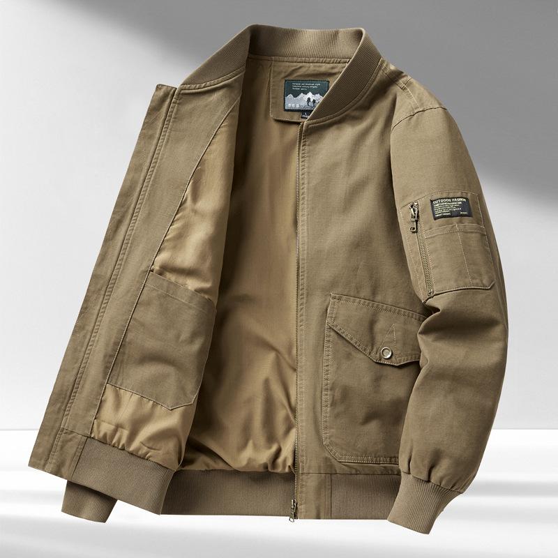 Thermische Jacke für junge und mittelalte Baumwolle, lässig, locker, mit Reißverschluss, Fliegerjacke