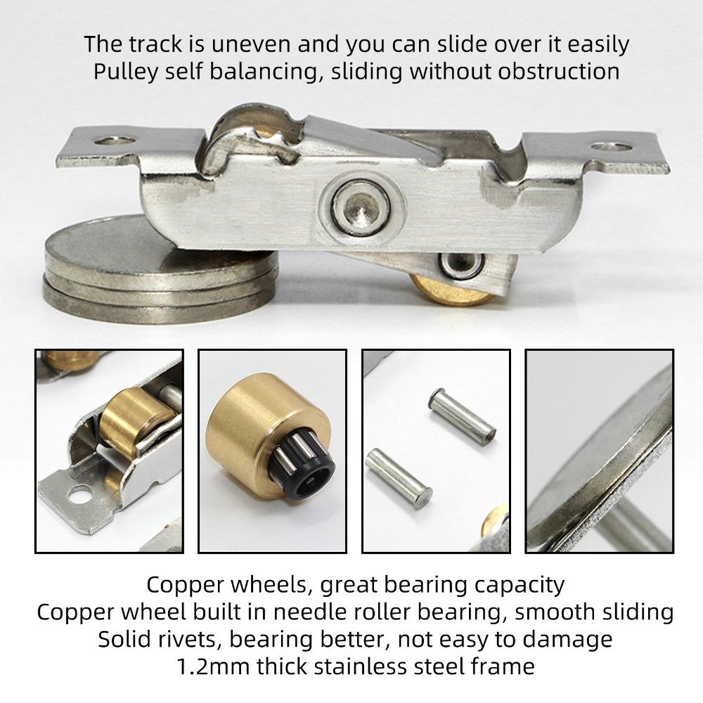 

4PCS Stainless Steel Window Rollers Copper Ball Wheels With Screws Sliding Roller Assembly Heavy Duty 8mm