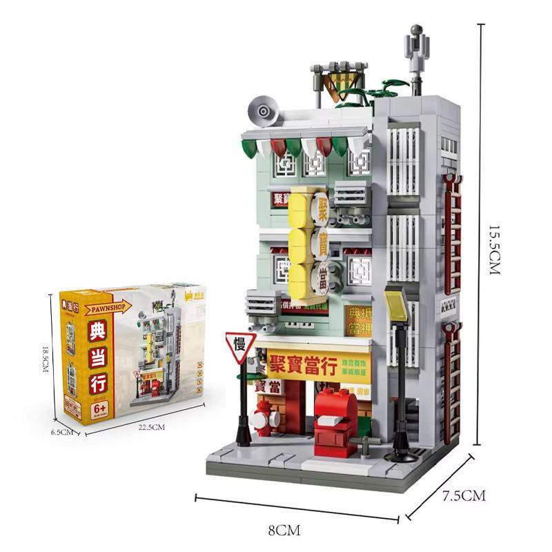 TOYLINX HongKong Style Retro Mini City Street View Houses Building Blocks Desktop Ornaments Assembly Toy Brick Children