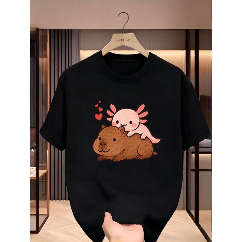 Taglie Europee T-shirt Estiva a Maniche Corte per Bambini, Top con Stampa Cartone Animato per Ragazzi, Caratterizzato da un Design Carino, Adatto per Uscite e Quotidiano