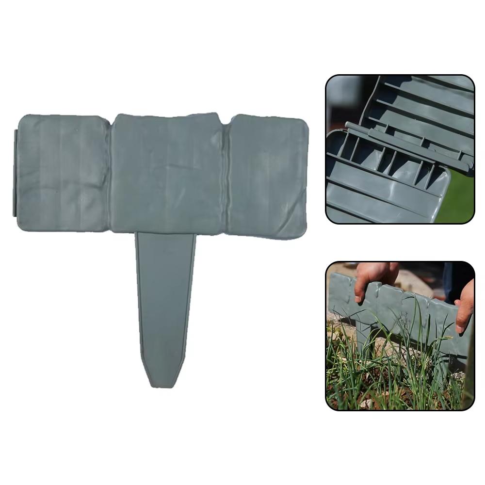 

1/5/10pcs Garden Fence Imitation Stone Plant Support Stake Outdoor Edging Decorative Border DIY Lawn Yard Landscape Plant Fence 1PC сірий