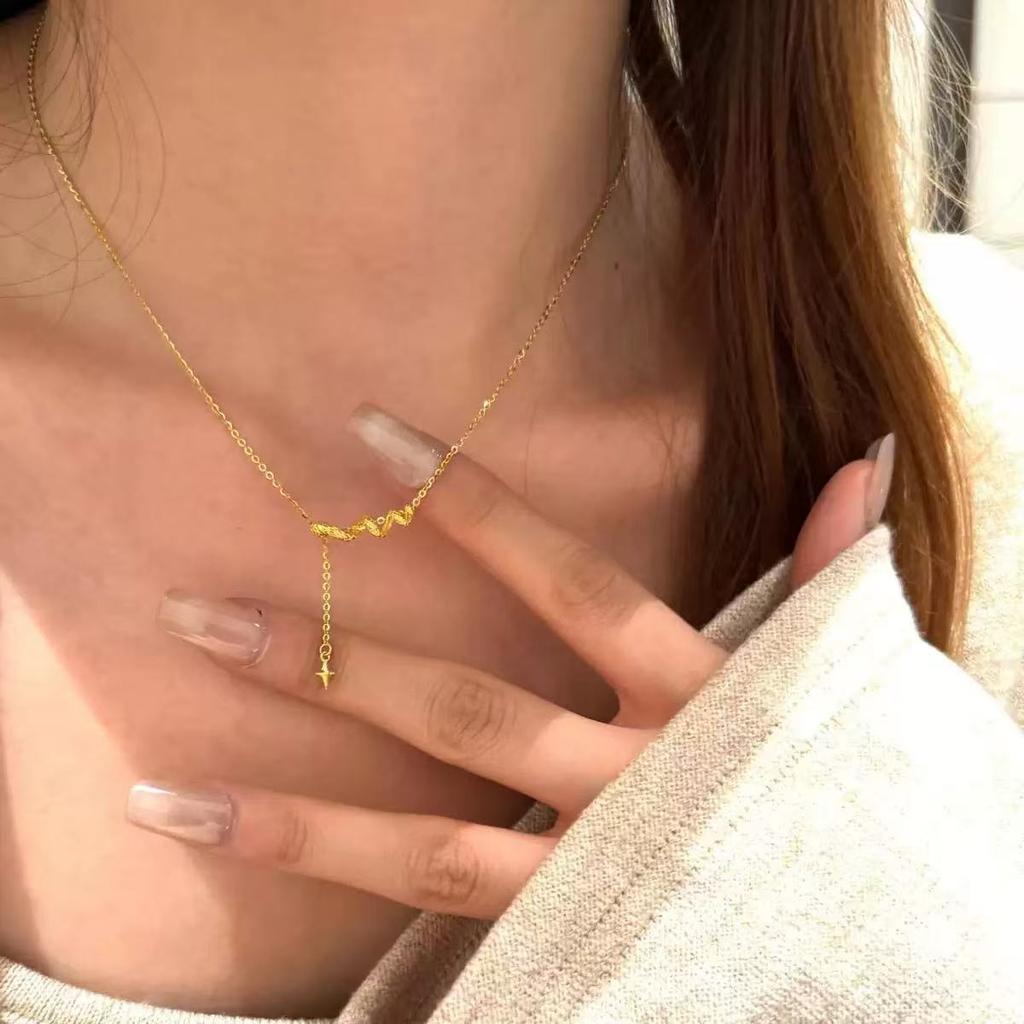 Aquamarine five-piece design necklace moonstone light luxury versatile neck chain collarbone chain temperament necklace with autumn and winter