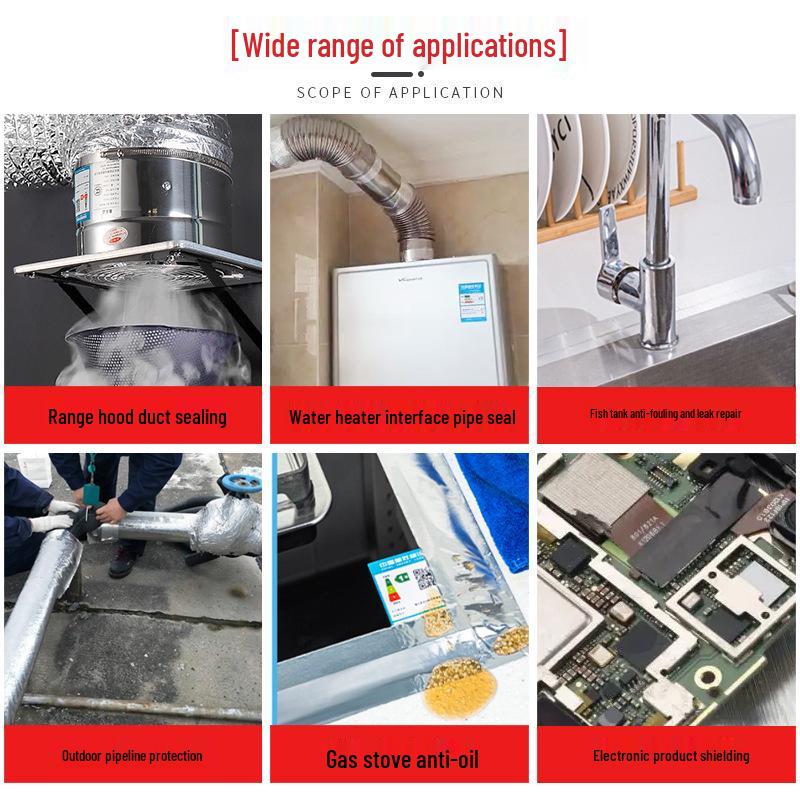 Thickened Heat-Resistant Waterproof Fiberglass Aluminum Foil Tape for Kitchen Pipe Sealing