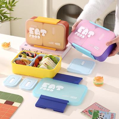 Stylish Multi-Color Compartment Bento Lunch Box, Microwave Safe for Office & Student Use